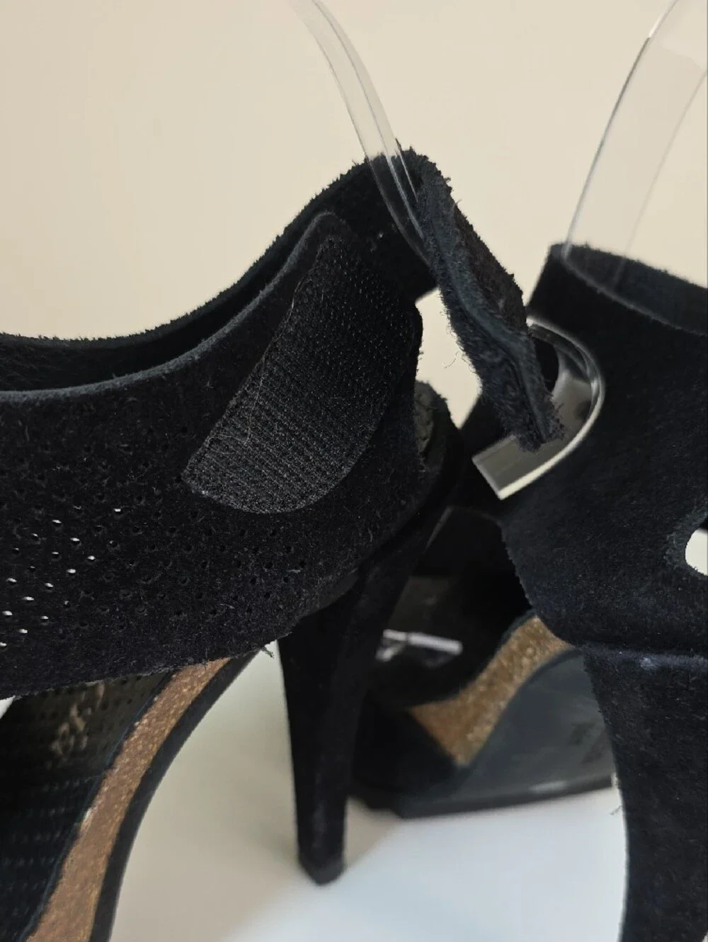 Pedro Garcia Black Suede Platform Wedge Sandals.  Size 37 1/2.  US Size 7
